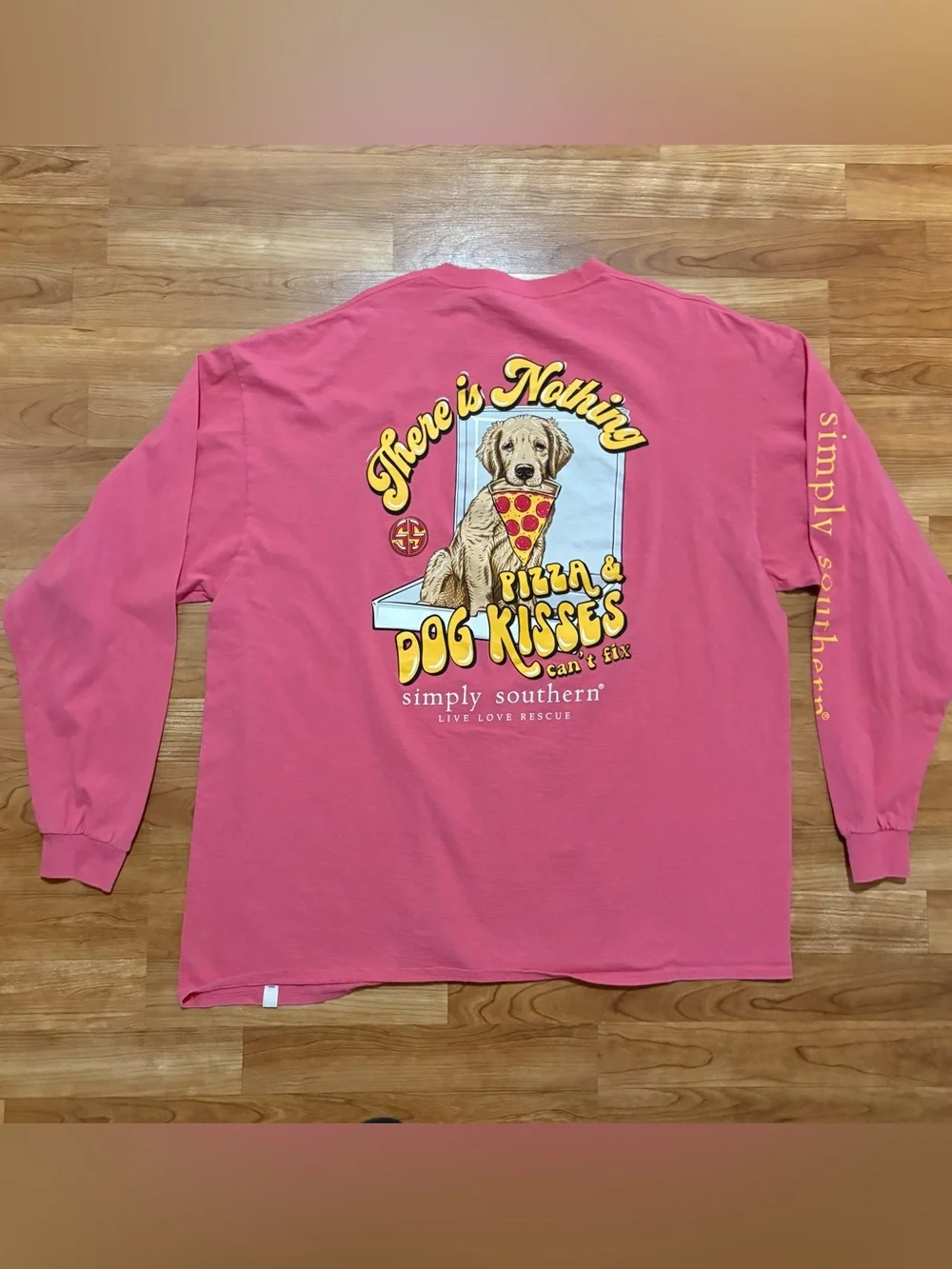 Simply Southern Women Long Sleeve Pizza & Dog Kisses XXL 2XL Labrador Retriever - Picture 6 of 6
